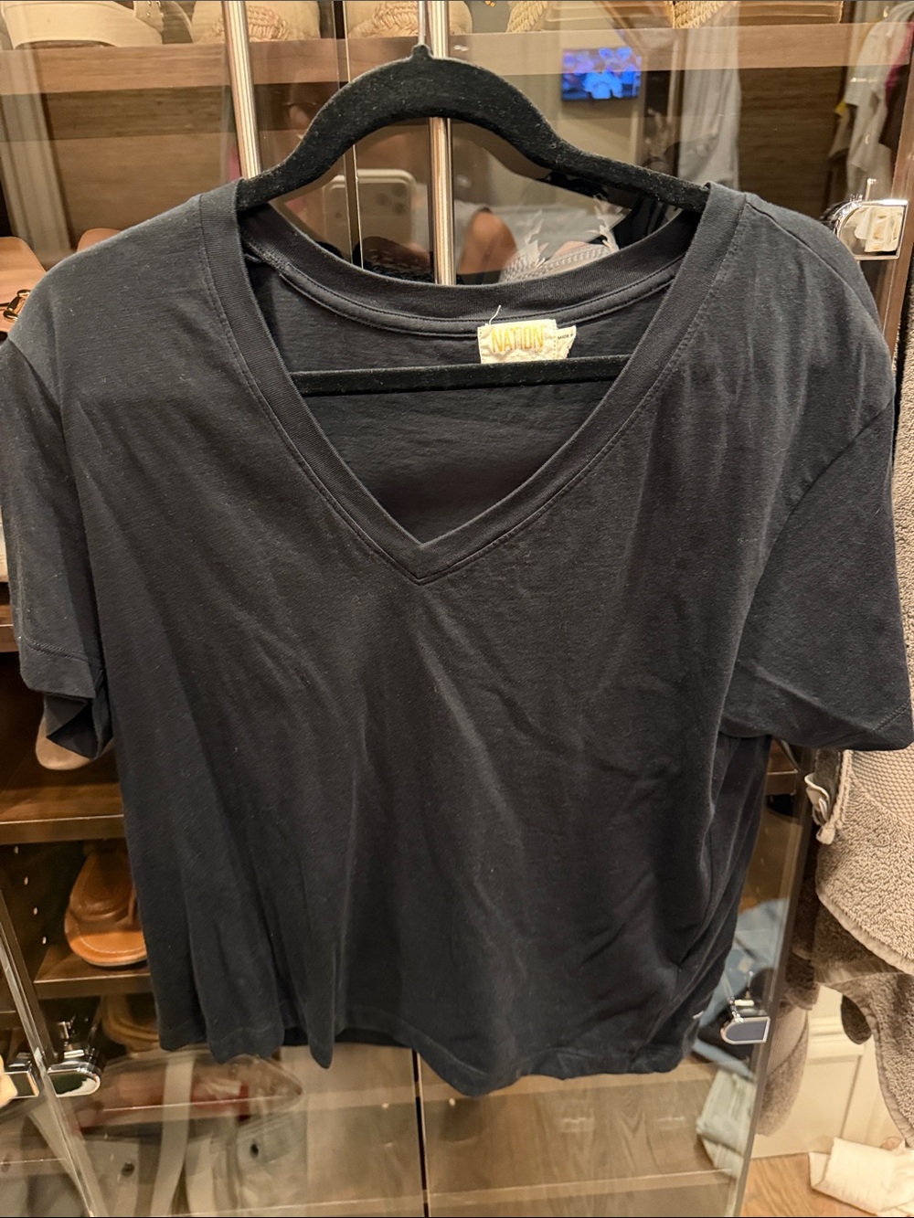 Nation LTD Black V-Neck Short Sleeve Tee